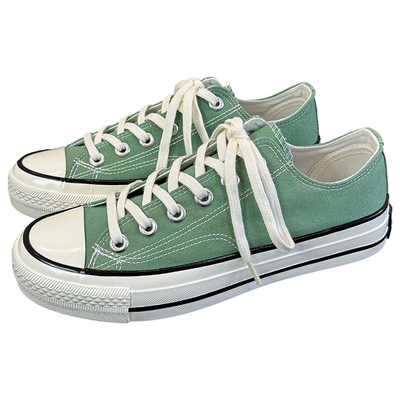 薄荷绿低帮情侣款复古男女帆布鞋