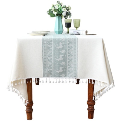 简约现代风棉麻轻奢高级感餐桌布