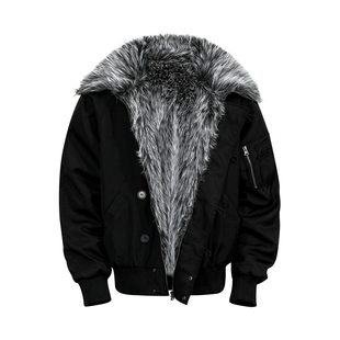 MAISTEP 内里毛绒美式座山雕短款棉衣男高街痞帅boxy保暖加厚外套