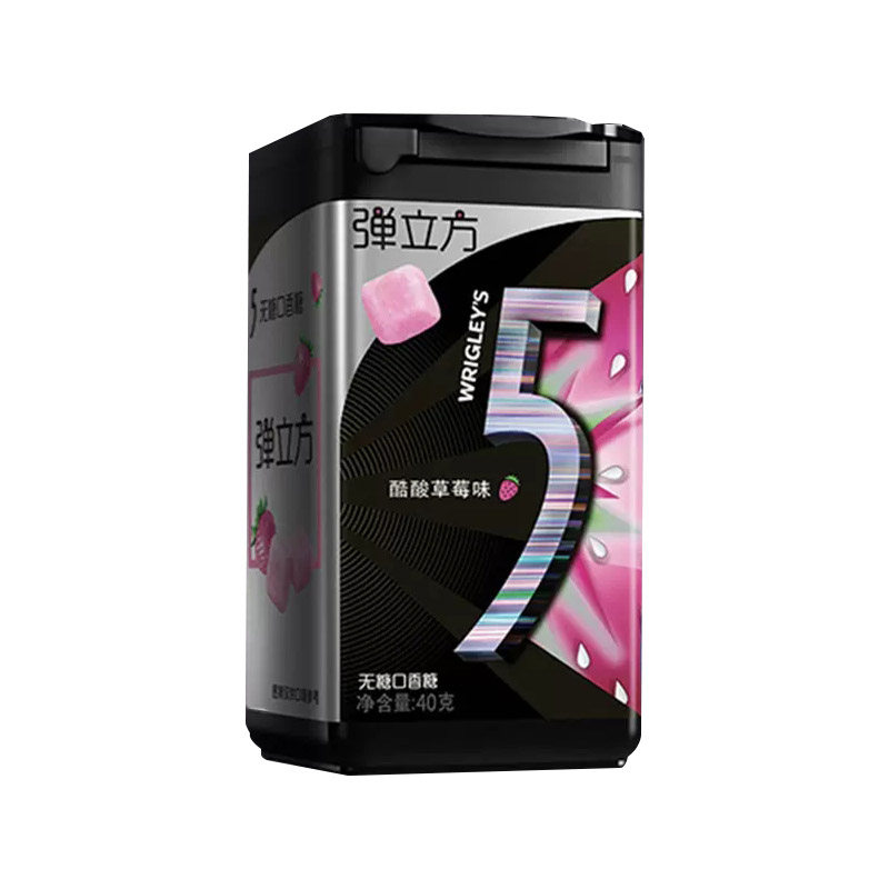 绿箭5弹立方无糖口香糖40g*6瓶弹力方木糖醇清凉薄荷柚子茉莉玫瑰