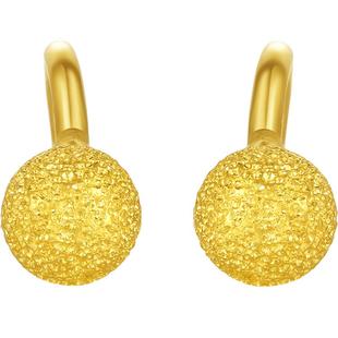 周六福黄金耳钉女足金圆珠耳针计价耳钩送女友节日礼物