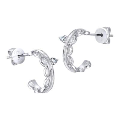 周生生Pt950铂金皇冠钻石耳钉