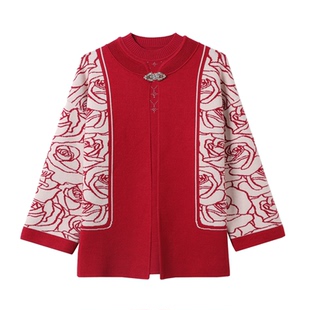 俞兆林中老年女装妈妈装秋针织衫外套2025新款今年流行两件套上衣