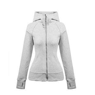 灰色修身卫衣外套女秋冬季显瘦正肩短款连帽内搭收腰上衣春季穿搭