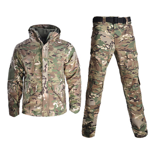 冬季加绒迷彩服套装男加厚冲锋衣外套防风防水耐磨户外军迷服装女