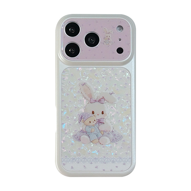 ins贝壳纹兔子手机壳适用iPhone