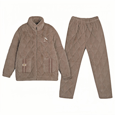 男士珊瑚绒夹棉加厚睡衣保暖好