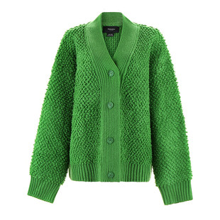 BettyChow重量级 超正点的绿！圈圈毛oversize绿色大毛衣开衫