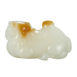 玉说和田玉生肖马吊坠男款玉坠糖白羊脂玉立体元宝马玉佩玉石挂件