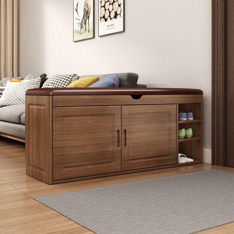 全实木鞋柜家用门口换鞋凳可坐穿鞋凳入门鞋架软包多层门厅免安装