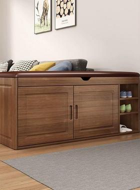 全实木鞋柜家用门口换鞋凳可坐穿鞋凳入门鞋架软包多层门厅免安装