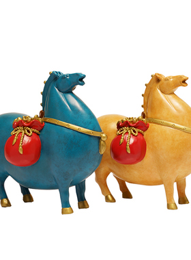 铜心满福《马上有钱》唐马摆件