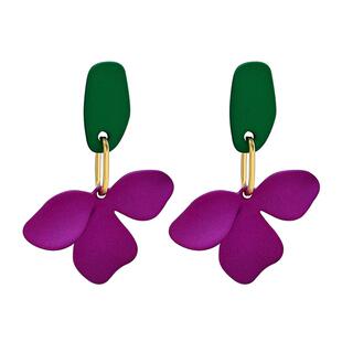 彩色2024新款爆款花朵夸张高级感耳环气质紫色耳钉耳坠女独特耳饰