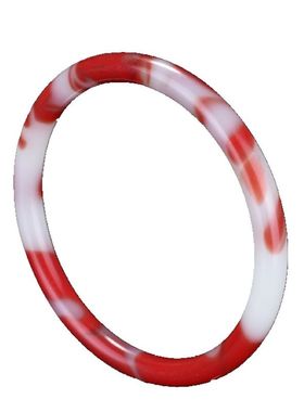 和田玉金丝玉鸡血石细圆条玉镯