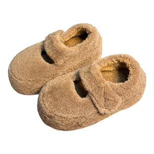 羊羔毛大头面包鞋女厚底松糕丑萌勃肯鞋小个子增高加绒休闲毛毛鞋