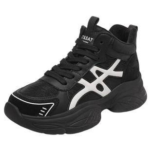 星期六厚底加绒老爹鞋女款2025新款冬季黑色增高鞋复古运动休闲鞋