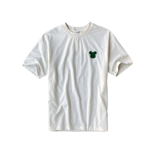 韩版潮流提花刺绣小熊短袖体恤男士夏季潮牌宽松圆领休闲半袖T恤