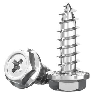 304不锈钢十字凹穴外六角法兰自攻螺丝防滑齿带垫木螺钉MM3M4M5M6