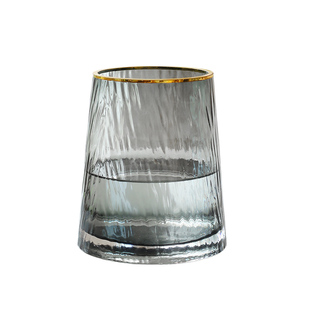 轻奢描金透明玻璃花瓶水培水养鲜花绿植干花创意简约网红花瓶摆件