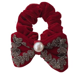 新年红色蝴蝶结发圈女2026年马年喜庆发绳低丸子头饰气质过年头绳