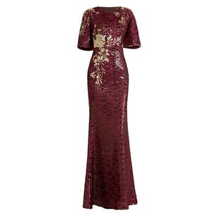 创意狐高端年会大码红色婚宴长款晚礼服表演服优雅气质大气鱼尾裙