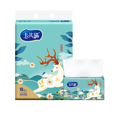 卡其猫国潮风530张大号超韧纸巾