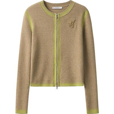 播商场同款修身显瘦圆领拉链针织衫女24秋冬新气质上衣BDR4UD3845