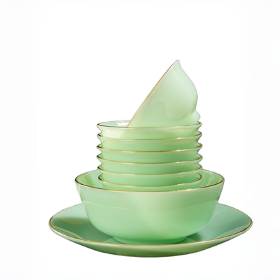 景德镇高端绿玉瓷餐盘家用餐具