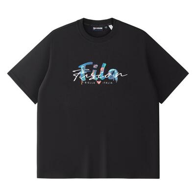 FILA FUSION斐乐潮牌情侣款针织短袖衫夏新款凉感纯棉T恤男女