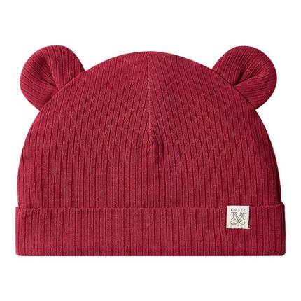 【新品】嫚熙婴儿帽子新生儿红色小月龄胎帽无骨帽宝宝护囟门帽