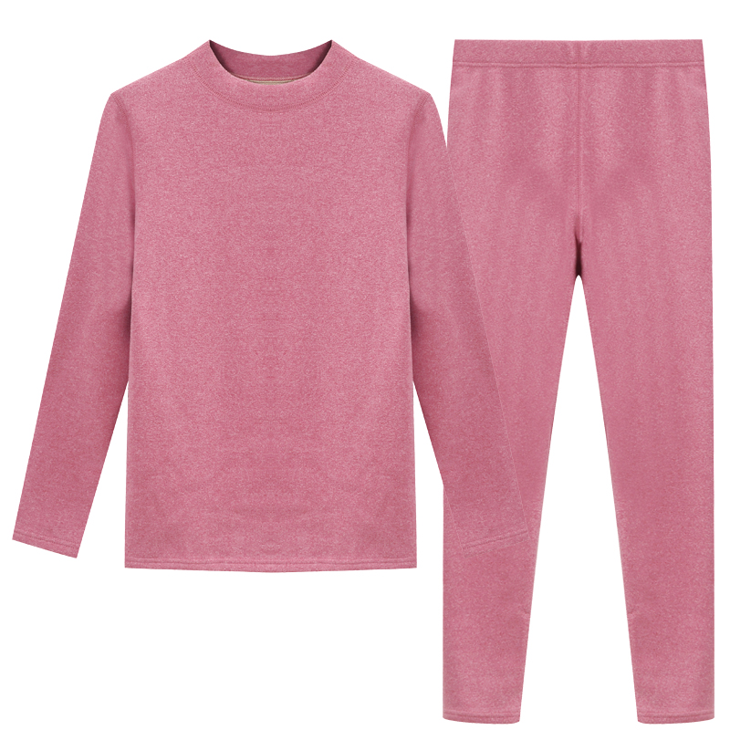 中高领保暖内衣加绒加厚女套装德绒发热一体羊羔绒秋衣秋裤打底冬