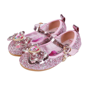 爱莎公主鞋2026春秋新款女童鞋圆头时尚童鞋女宝宝魔术贴平底鞋子