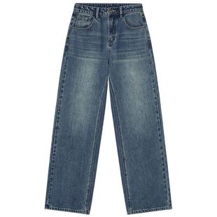 热风2025年秋季新款女士直筒牛仔裤复古宽松显瘦显腿直藏肉遮胯