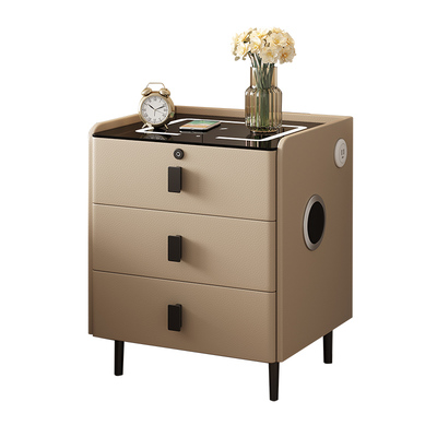 2025新款全实木智能床头柜简约现代轻奢卧室床边柜无线充电多功能