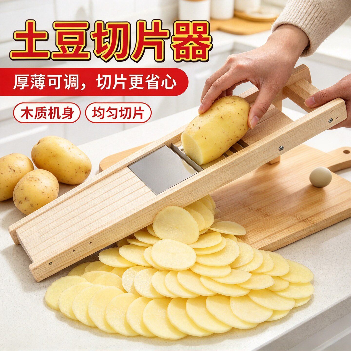 切菜神器家用商用果蔬切片器饭店冬瓜实木晒干出片晒土豆干刨片器