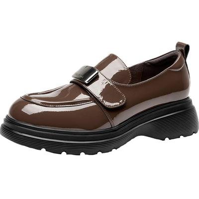 【头层牛皮】厚底乐福鞋女真皮2025新款春复古英伦小皮鞋布洛克鞋