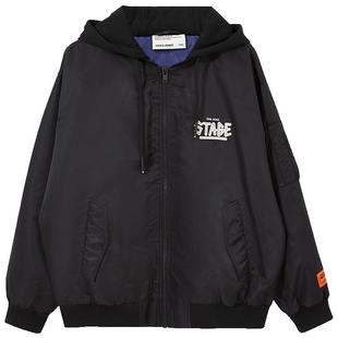 杰克琼斯外套男款秋冬季飞行夹克宽松连帽棒球服加厚保暖棉衣男装