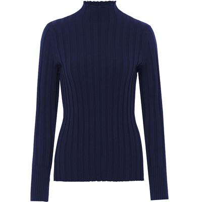 朗姿气质高领修身复古毛针织衫