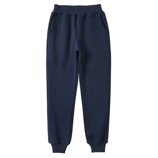 儿童校服裤子加绒加厚男童女童蓝色羊羔绒运动裤小学生藏青色校裤