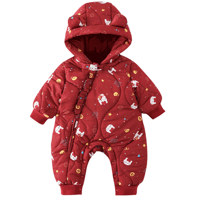 新年婴儿冬季连体衣加厚外出棉服