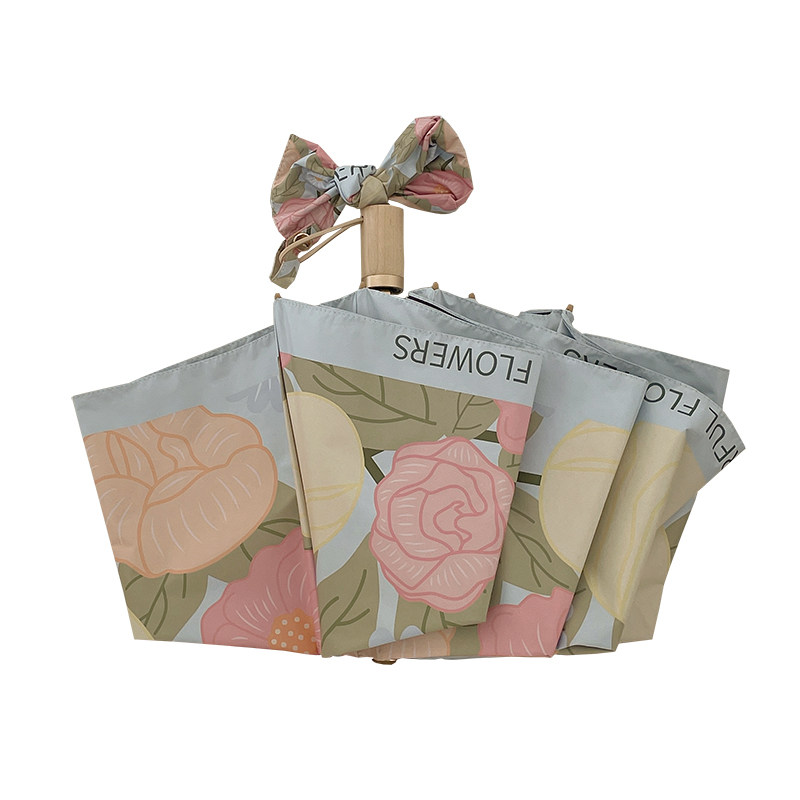 浪漫花园！双层防晒防紫外线太阳伞女晴雨两用雨伞三折黑胶遮阳伞