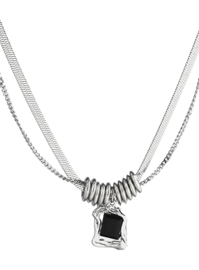 小众设计黑白锆石锁骨风项链