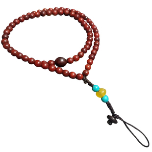 印度小叶紫檀天然原木质手机挂绳链配饰小珠精致简约防丢防摔定制