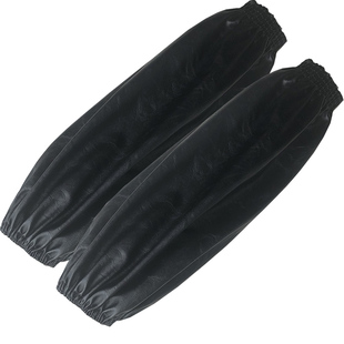 皮革袖套防水防油成人PU护袖加大加厚长款男女耐磨工作皮套袖防水