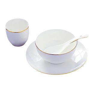 酒店餐具摆台套装四件套饭店专用陶瓷金边盘碗中式logo定制印字