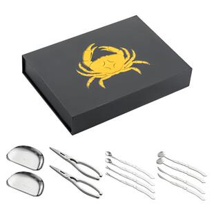 onlycook 304不锈钢吃蟹工具套装礼盒装螃蟹钳夹蟹八件大闸蟹神器