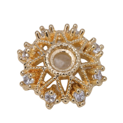 18K包金镶锆石太阳花花托diy串珠