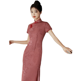红色旗袍新款女新中式年轻款高端气质日常可穿改良小个子低领夏季