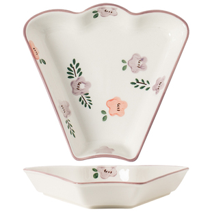 盘子家用菜盘陶瓷扇形圆桌拼盘餐盘创意新款碟子碗盘餐具组合套装