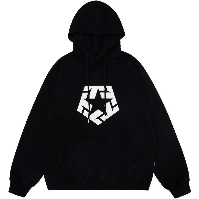 TRIBAL TSTAR基础LOGO连帽卫衣美式街头潮牌街舞滑板宽松帽衫卫衣